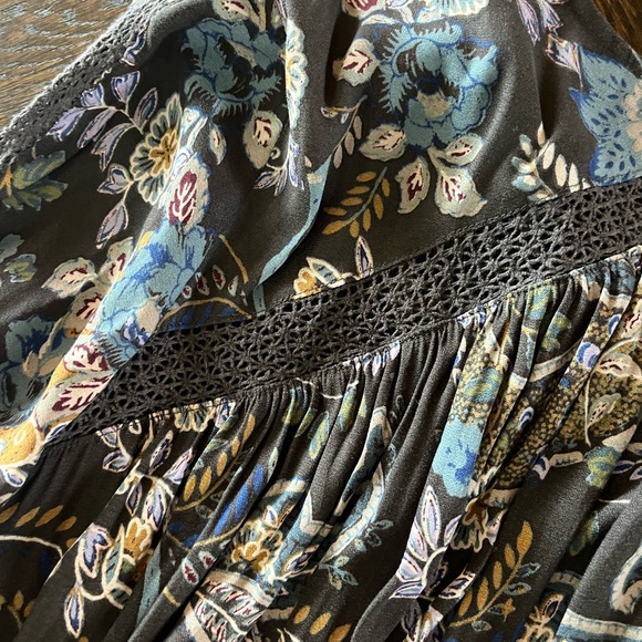 Free People small paisley pocket above knee flowy lace mini dress long sleeve - Picture 11 of 12